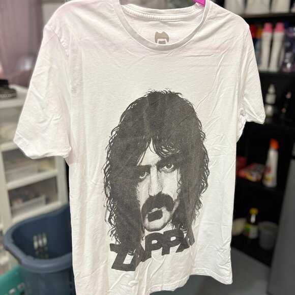 Frank Zappa silhouette portrait white Tshirt, UNISEX Size Medium - Picture 1 of 8